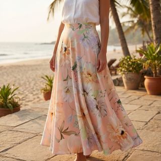 Pamutvászon SATIN Oahu pink digital print