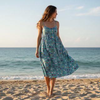 Pamutvászon Love light petrol