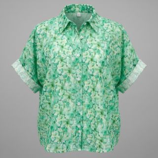 Pamutvászon EMBROIDERY Viola green digital print