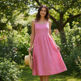 Pamutvászon VOILE EMBROIDERY Vintage fuchsia