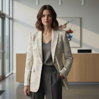 Pamutvászon lenvászonnal JACQUARD Peony flowers