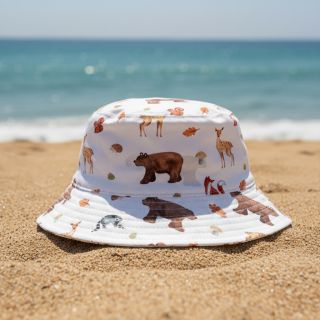 Pamutvászon Animals in the wood white digital print