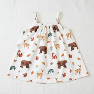 Pamutvászon Animals in the wood white digital print