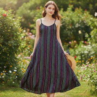 Pamutvászon LUREX stripes navy