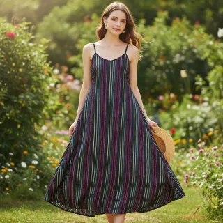 Pamutvászon LUREX stripes navy
