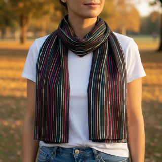 Pamutvászon LUREX stripes navy