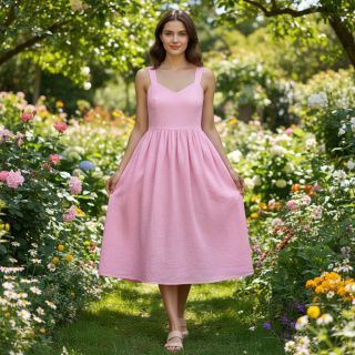 Pamutvászon lenvászonnal pink