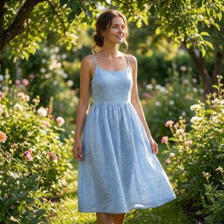 Pamutvászon lenvászonnal light blue