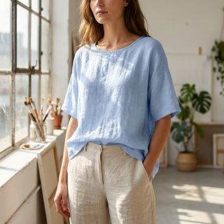 Pamutvászon lenvászonnal light blue