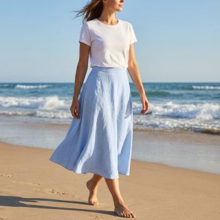 Pamutvászon lenvászonnal light blue