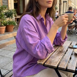 Pamutvászon lenvászonnal dark lilac