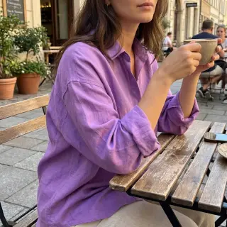 Pamutvászon lenvászonnal dark lilac