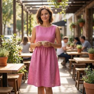 Pamutvászon lenvászonnal dark pink