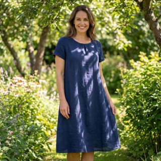 Pamutvászon lenvászonnal dark blue