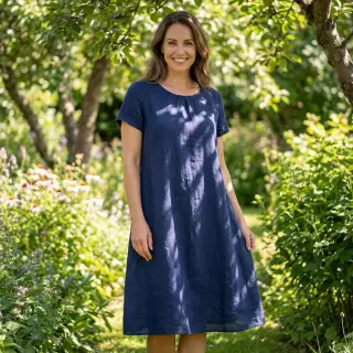 Pamutvászon lenvászonnal dark blue