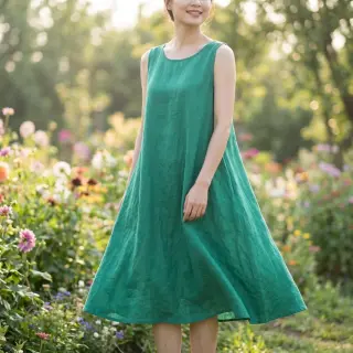 Pamutvászon lenvászonnal apple green
