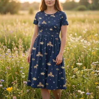 Pamutvászon Ponny navy digital print