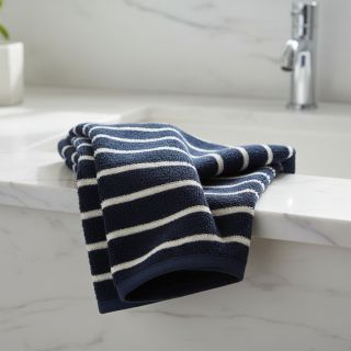 Frottír YARN DYED Stripe BIG dark blue