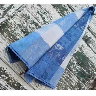 Dekorációs anyag FRENCH TABLE CLOTH JACQUARD Cabosse allover indigo
