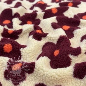 Kabát anyag TEDDY JACQUARD Flowers beige