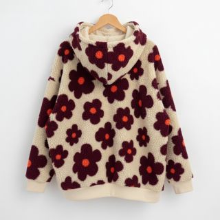 Kabát anyag TEDDY JACQUARD Flowers beige