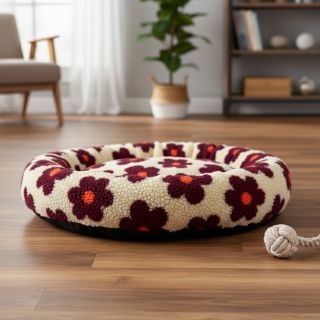 Kabát anyag TEDDY JACQUARD Flowers beige