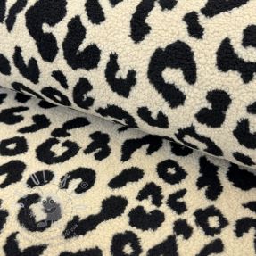 Kabát anyag TEDDY JACQUARD Animal skin black