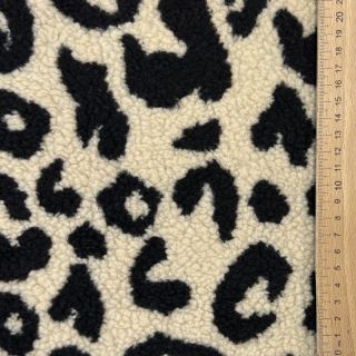 Kabát anyag TEDDY JACQUARD Animal skin black