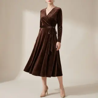 Elasztikus bársony anyag VELVET STRETCH dark brown