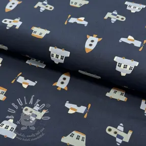 Bavlnená látka Vehicles navy