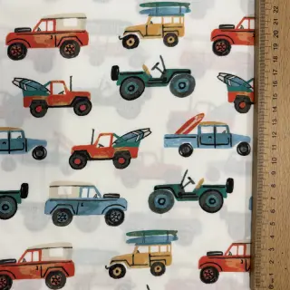 Pamutvászon Cars white digital print