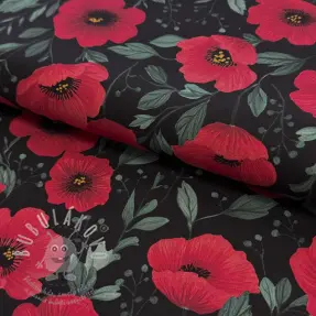 Pamutvászon Poppy black digital print