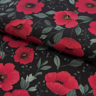 Pamutvászon Poppy black digital print