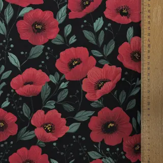 Pamutvászon Poppy black digital print