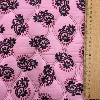 Pamutvászon VOILE STEPPED Daria flower aubergine digital print