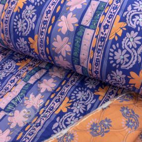 Pamutvászon VOILE STEPPED Daria flower purple digital print