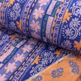 Pamutvászon VOILE STEPPED Daria flower purple digital print