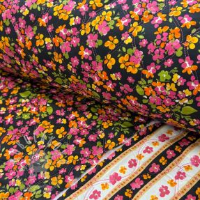 Pamutvászon VOILE STEPPED Ophelia flower digital print