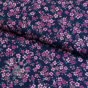 Pamutvászon Simie flowers navy digital print