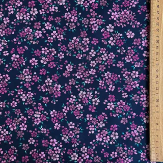 Pamutvászon Simie flowers navy digital print