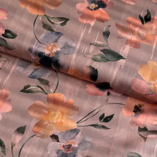 Pamutvászon SATIN Penny flower peach digital print