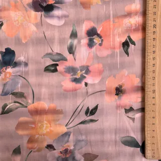 Pamutvászon SATIN Penny flower peach digital print