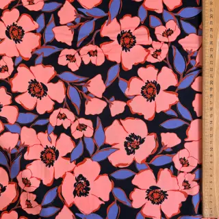 Pamutvászon SATIN Flower Kala navy