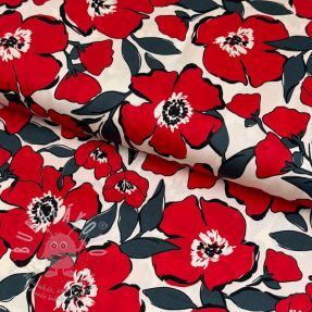 Pamutvászon SATIN Flower Kala offwhite