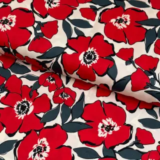 Pamutvászon SATIN Flower Kala offwhite