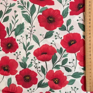 Pamutvászon Poppy offwhite digital print