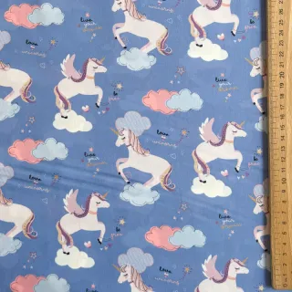 Pamutvászon Unicorns love blue