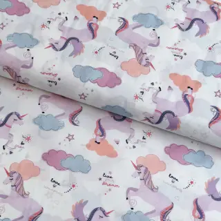 Pamutvászon Unicorns love white