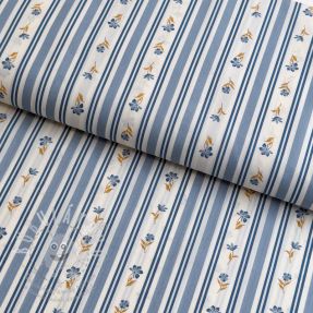 Pamutvászon Fine flowers STRIPE blue