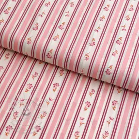 Pamutvászon Fine flowers STRIPE pink